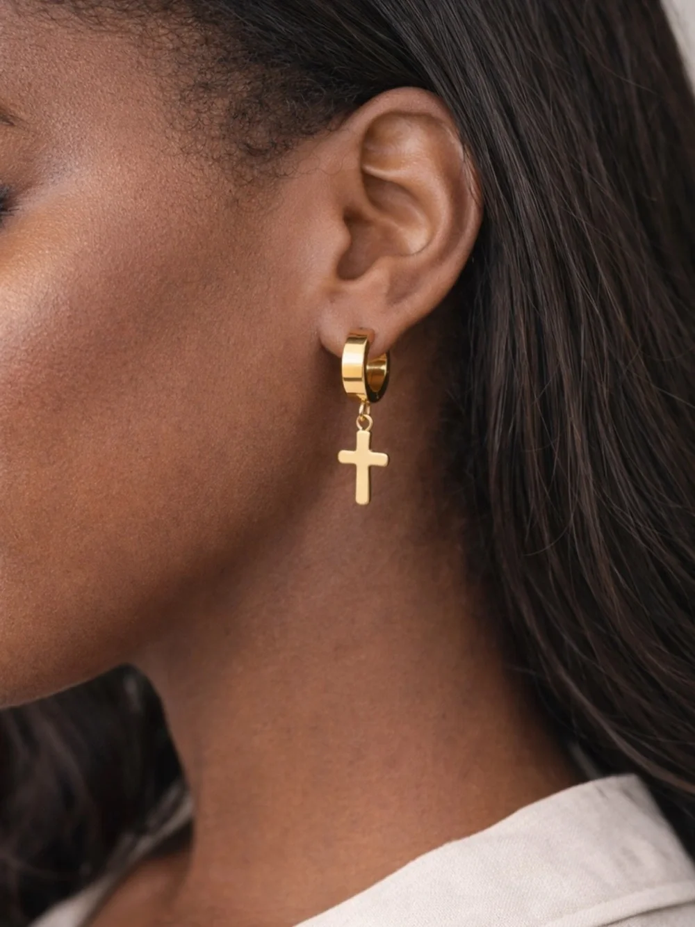 🎂Cross Drop Hoop Earrings - Women Jewelry - Picture 2 of 4